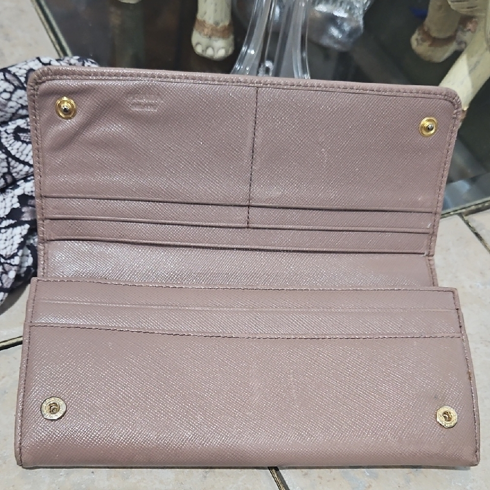 Prada Metallic Dusty Rose Saffiano Continental Wallet - Picture 10 of 16